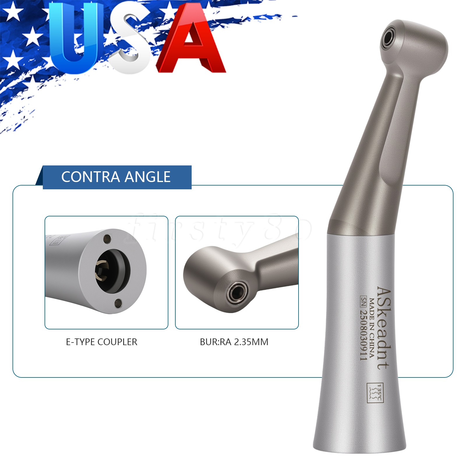 ASkeadnt Dental 1:1 Slow Low Speed Contra Angle Push Button Handpiece