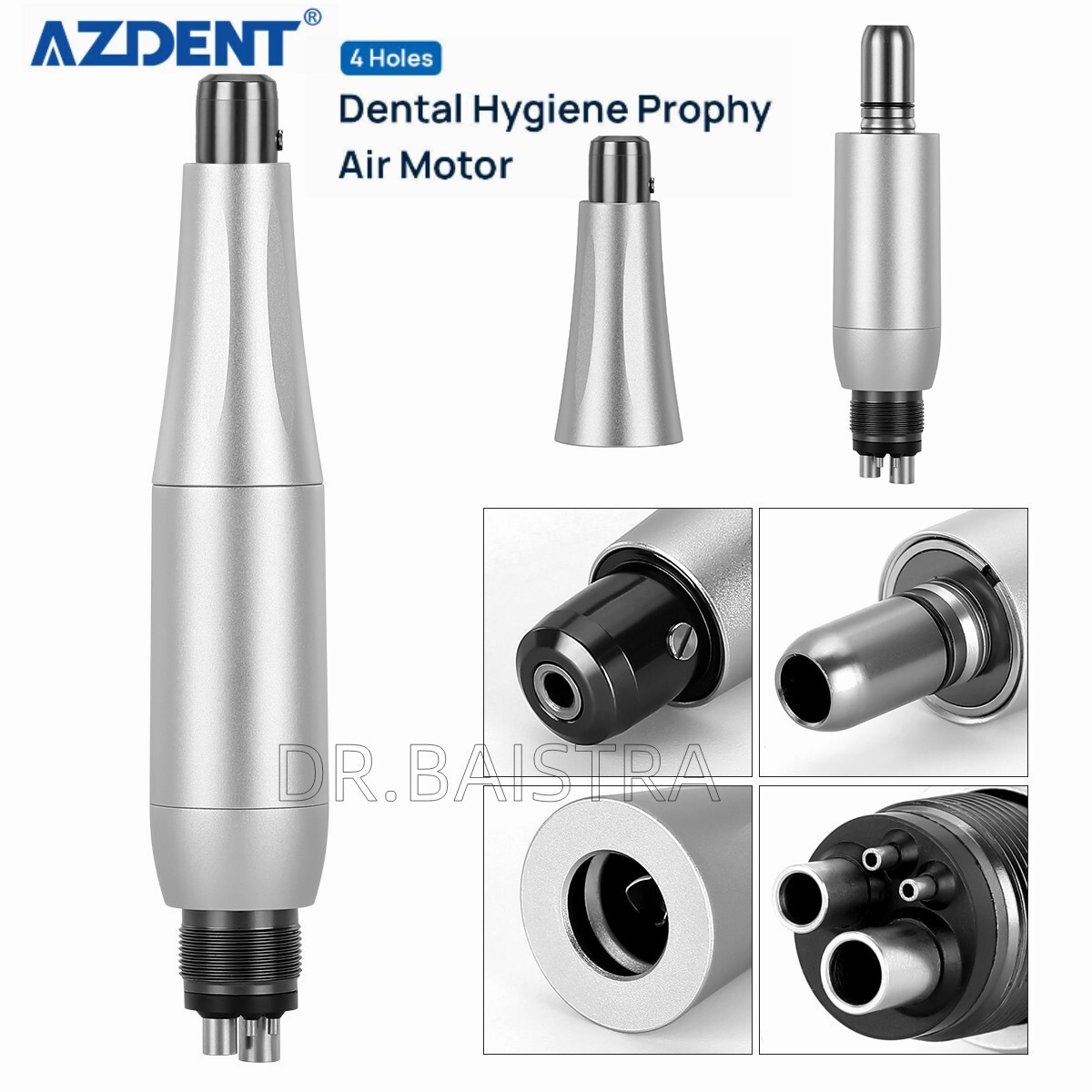 Dental Hygiene Prophy Air Motor Handpiece 4Holes & Nose Cones 360° Swivel
