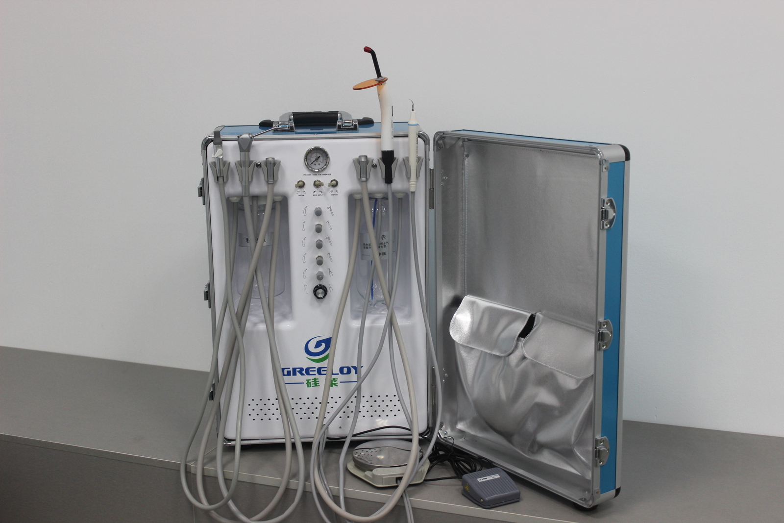 Greeloy Dental Portable Unit Air Compressor+Curing Light+Scaler GU-P206S 4H/2H