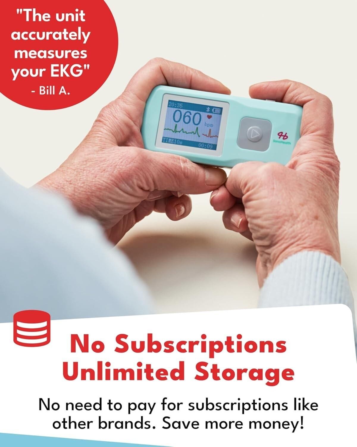 EKG Monitor: Capture Heart ECG Metrics On-The-Go | Standalone with Vibrant LCD