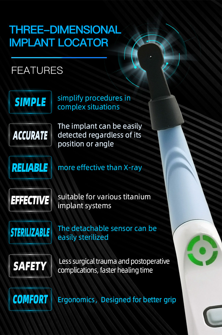 Dental Implant Detector Locator Wireless Detector &3Pc 270°Rotating Sensor Head