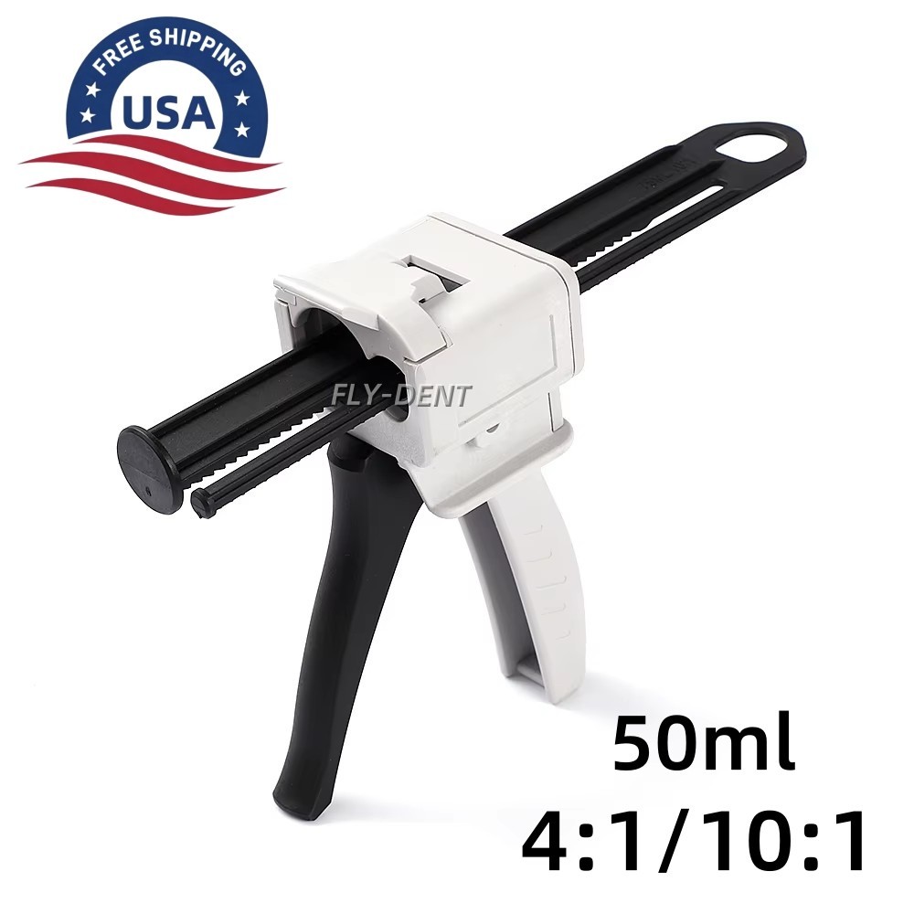 Dental Impression Material Mixing Cartridge Dispenser Delivery Gun 1:1 10:1 50ml