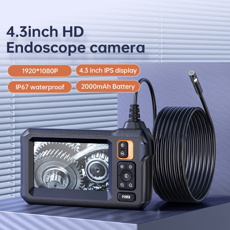 Industrial Endoscope Camera Dual Lens 1080P HD 4.3” Screen Borescope Inspection