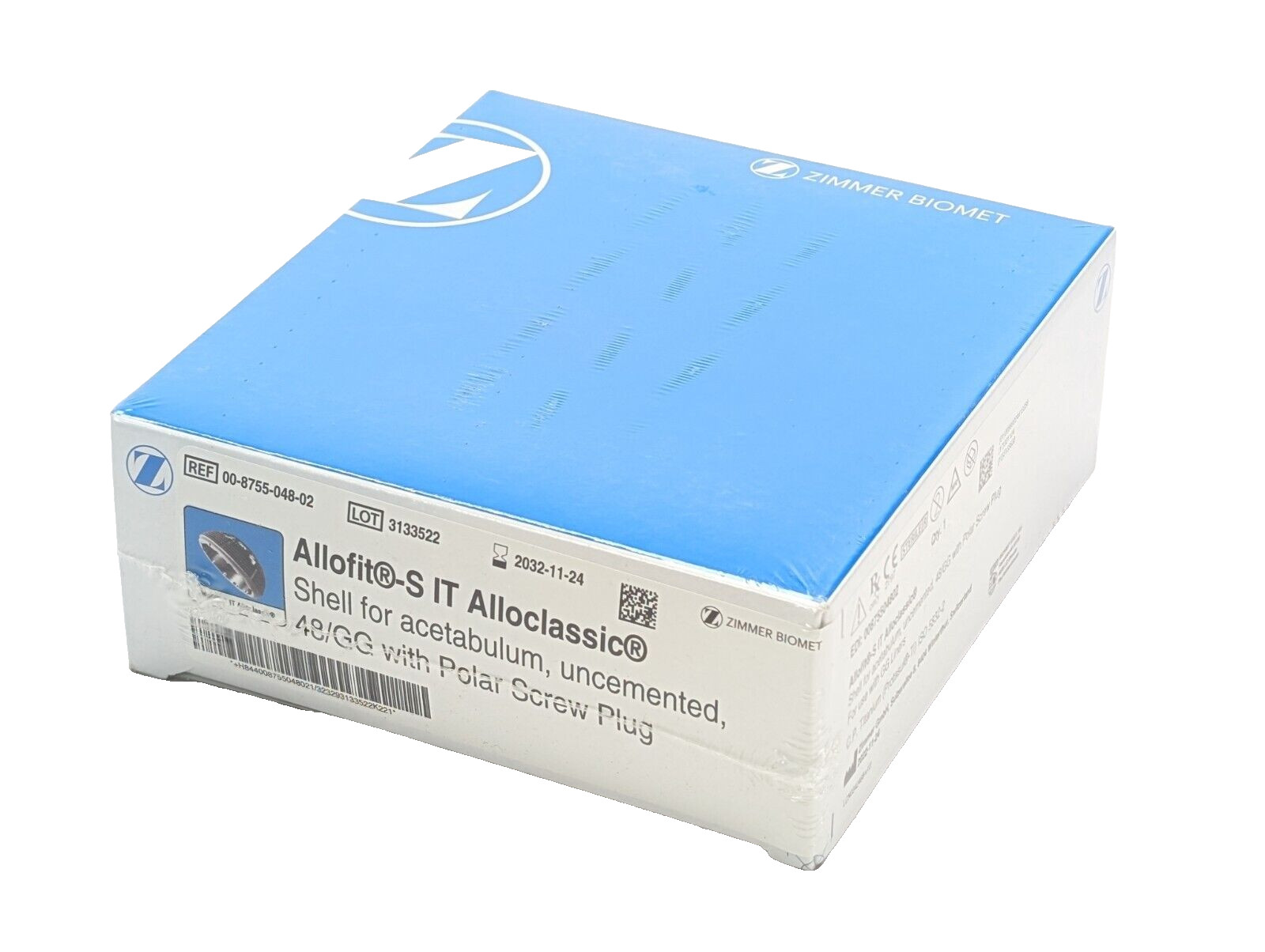 ZIMMER BIOMET Allofit S IT Alloclassic Shell For Acetabulum, Uncemented, 48/GG