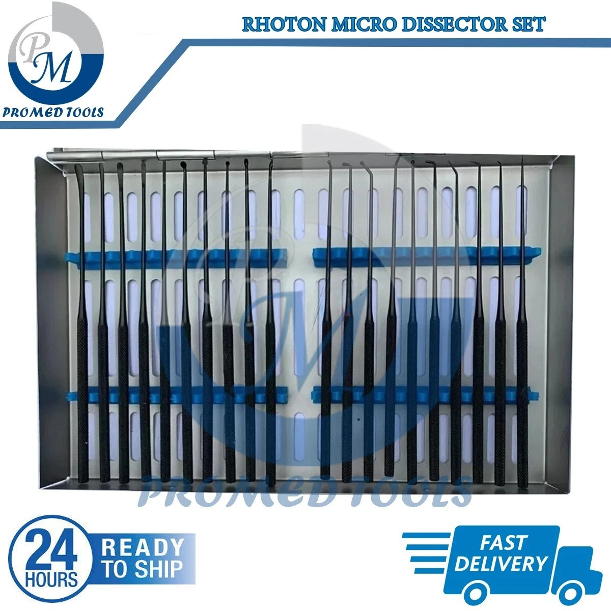 Rhoton Micro Dissector Expanded 20 PCS Set of Stainless Steel with steel case