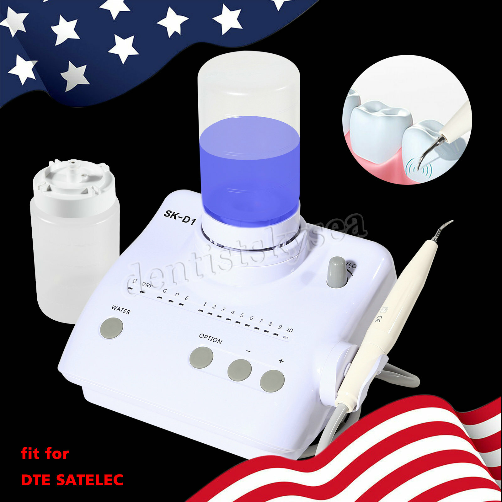 Dental Ultrasonic Piezo Scaler w/ 2 Water Bottles Handpiece for DTE SATELEC USA