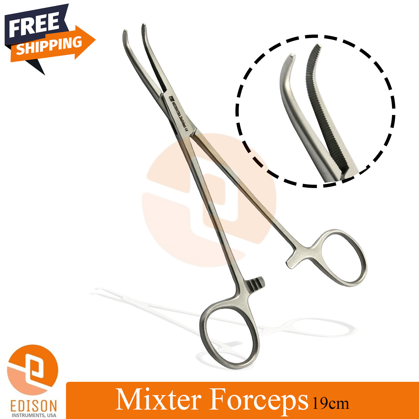 Surgical Mixter Forceps 90 Degree Curved Serrated Hemostatic Clamp Locking Plier