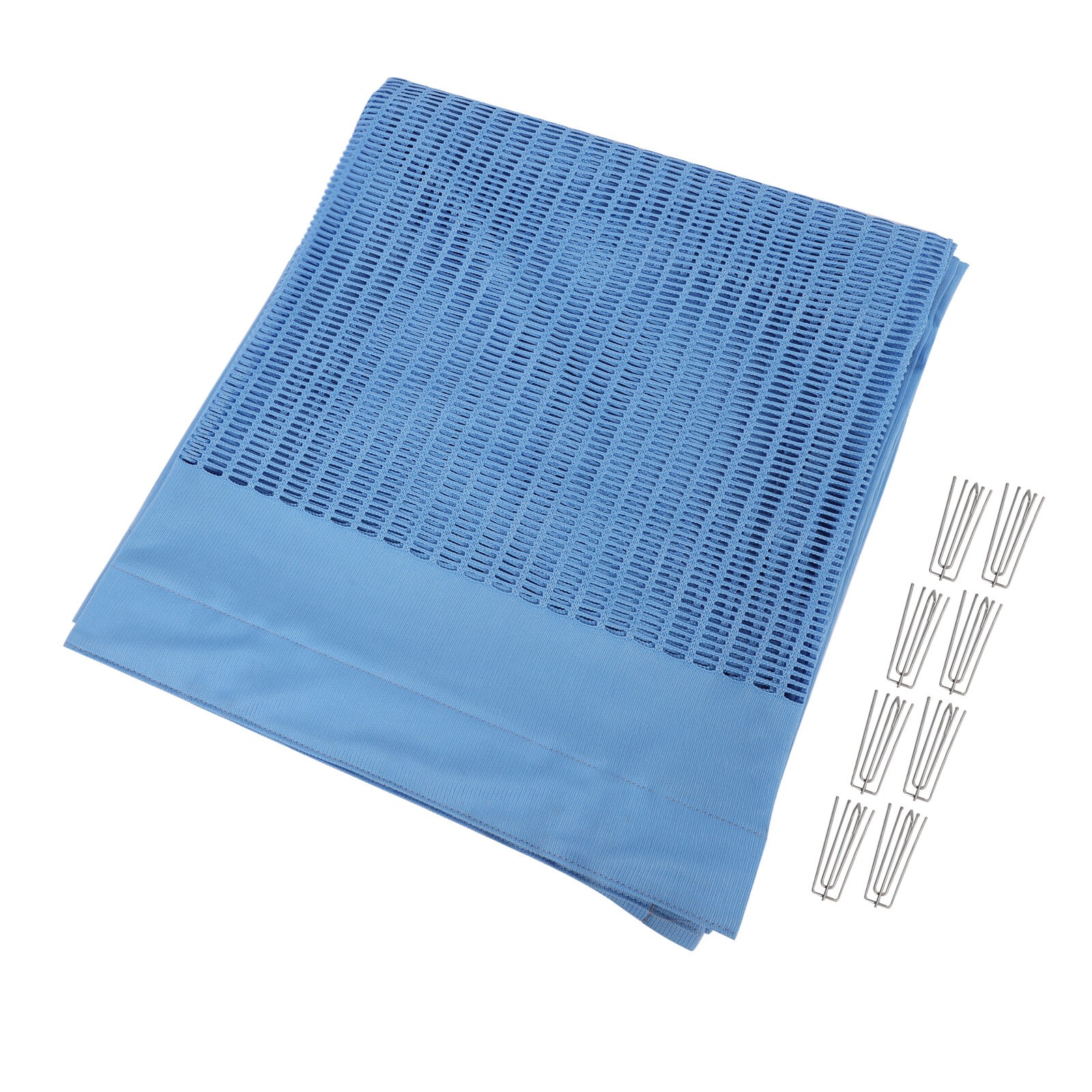 Polyester Zig Zag Curtain (7*8ft, Blue) with Flat Hooks for Hospital ICU Clinic