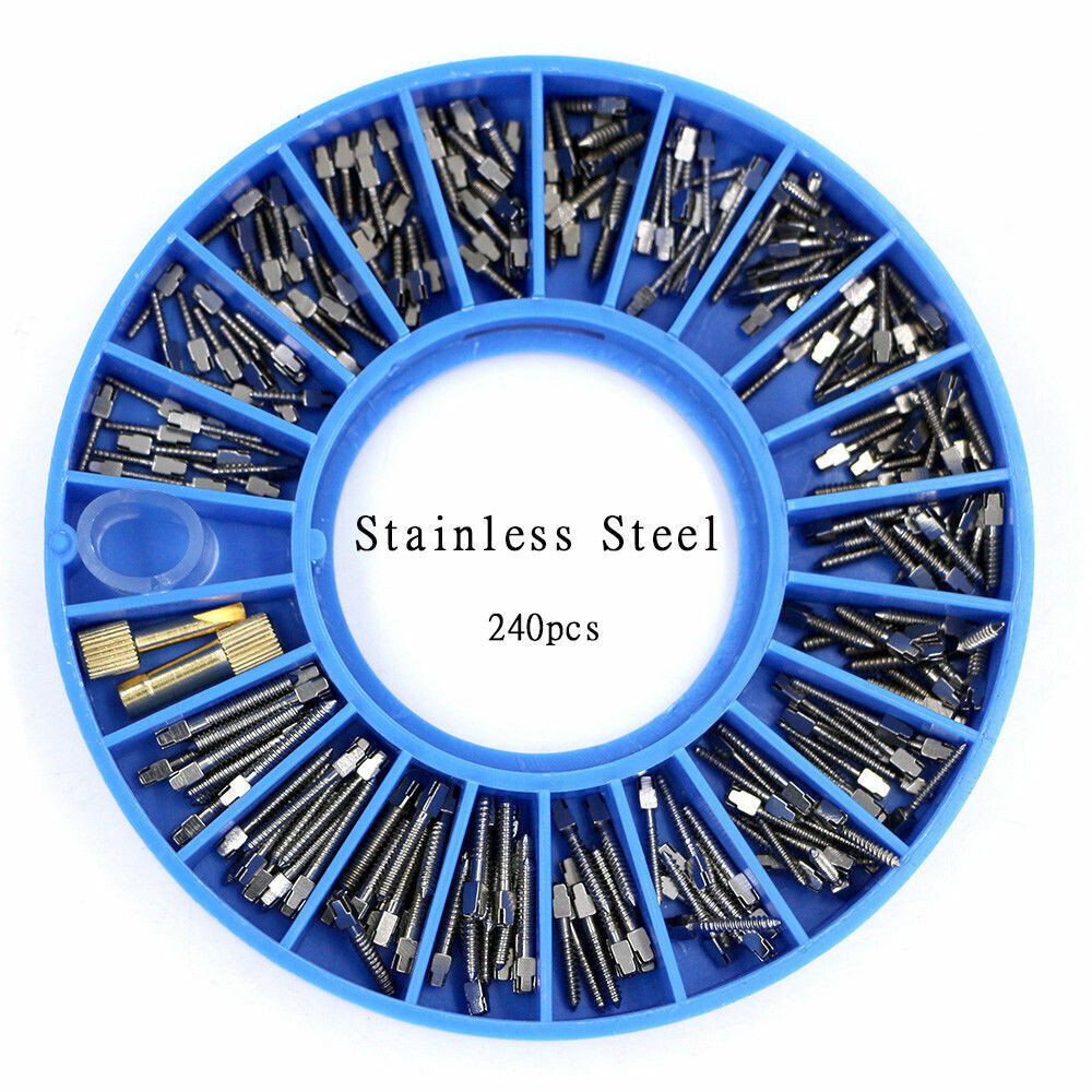 120/240 Pcs Dental Assorted Cross Head Root Conical Stainless Steel Screw Plated
