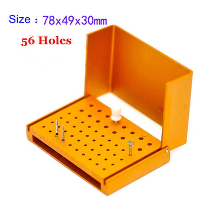 56 Holes Dental Bur Holder Stand High&Low Speed Disinfection Box Case Autoclave