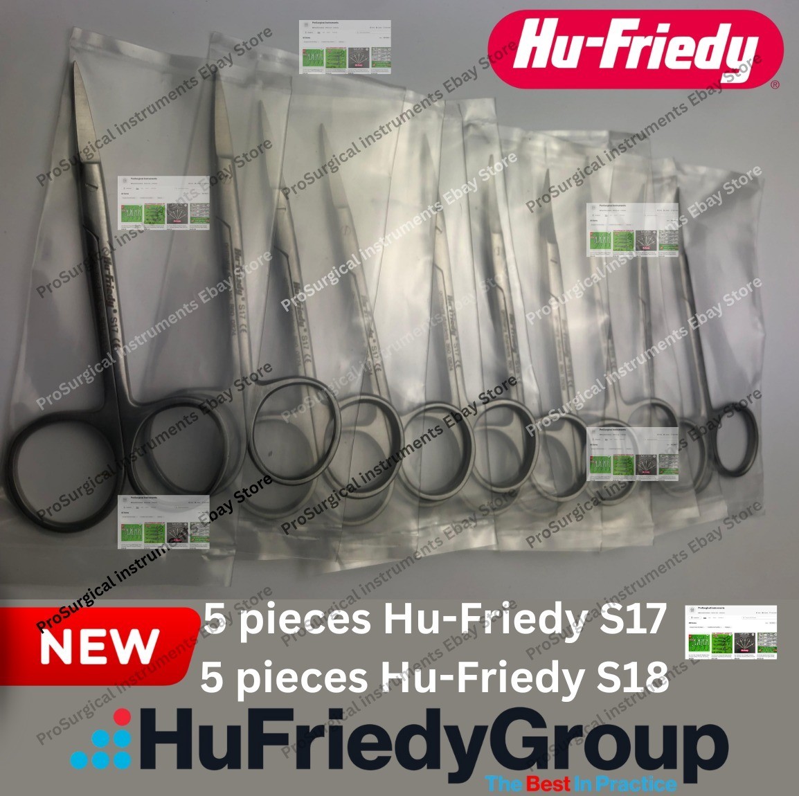 Hu-Friedy S17 Iris Scissors Straight Curved S18 German Stainless Steel 4.5″ NEW