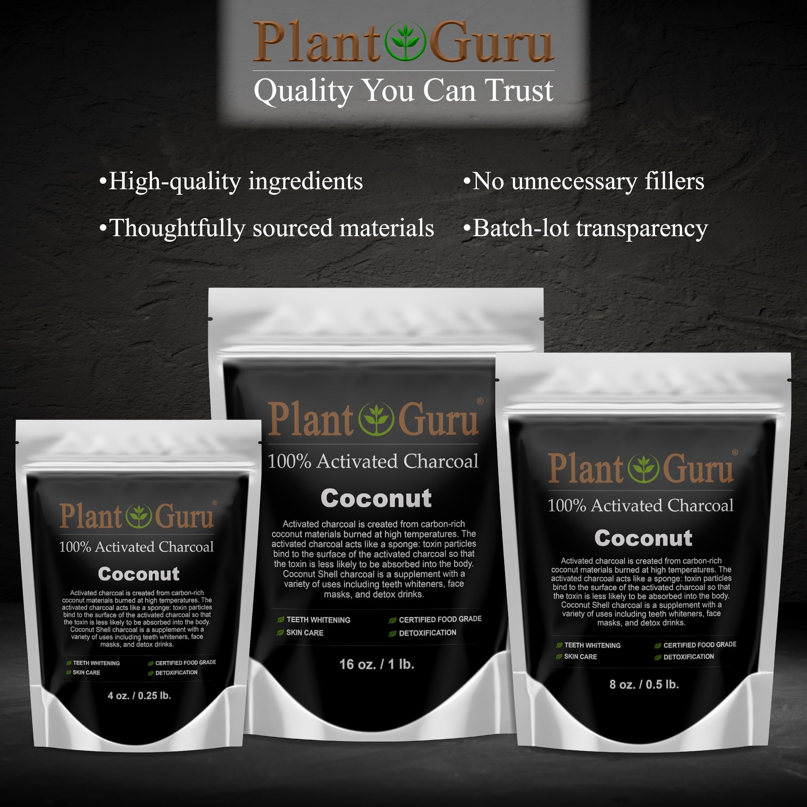 Activated Charcoal Powder 4 oz. Coconut – Food Grade 4 Ounce (Pack of 1)