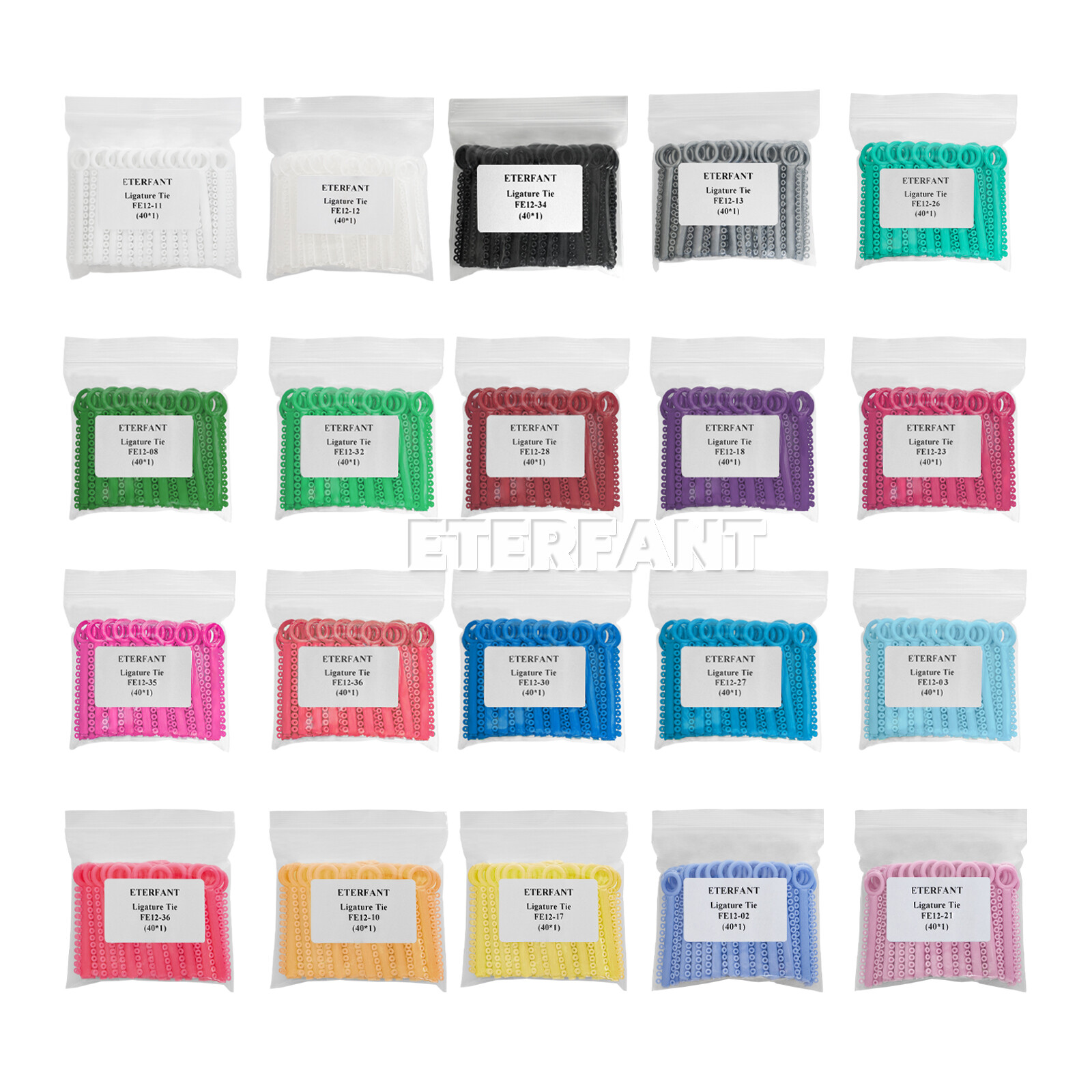 1040tie Dental Orthodontic Ligature Ties Braces Elastic Rubber Bands Mixed Color
