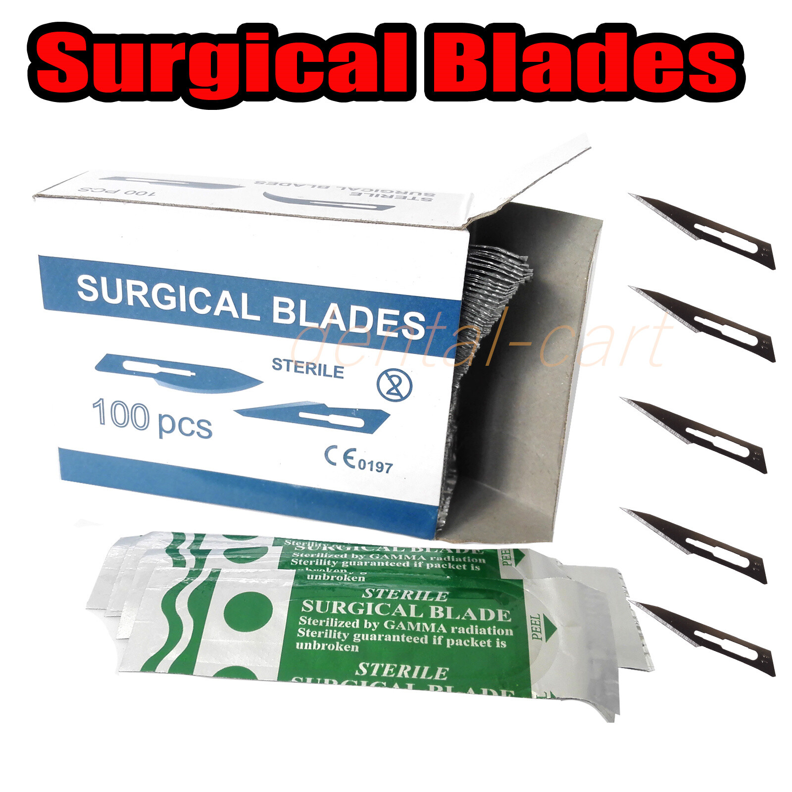 100 Sterile Surgical Blades with FREE Scalpel Knife Handle Medical Dental Tools