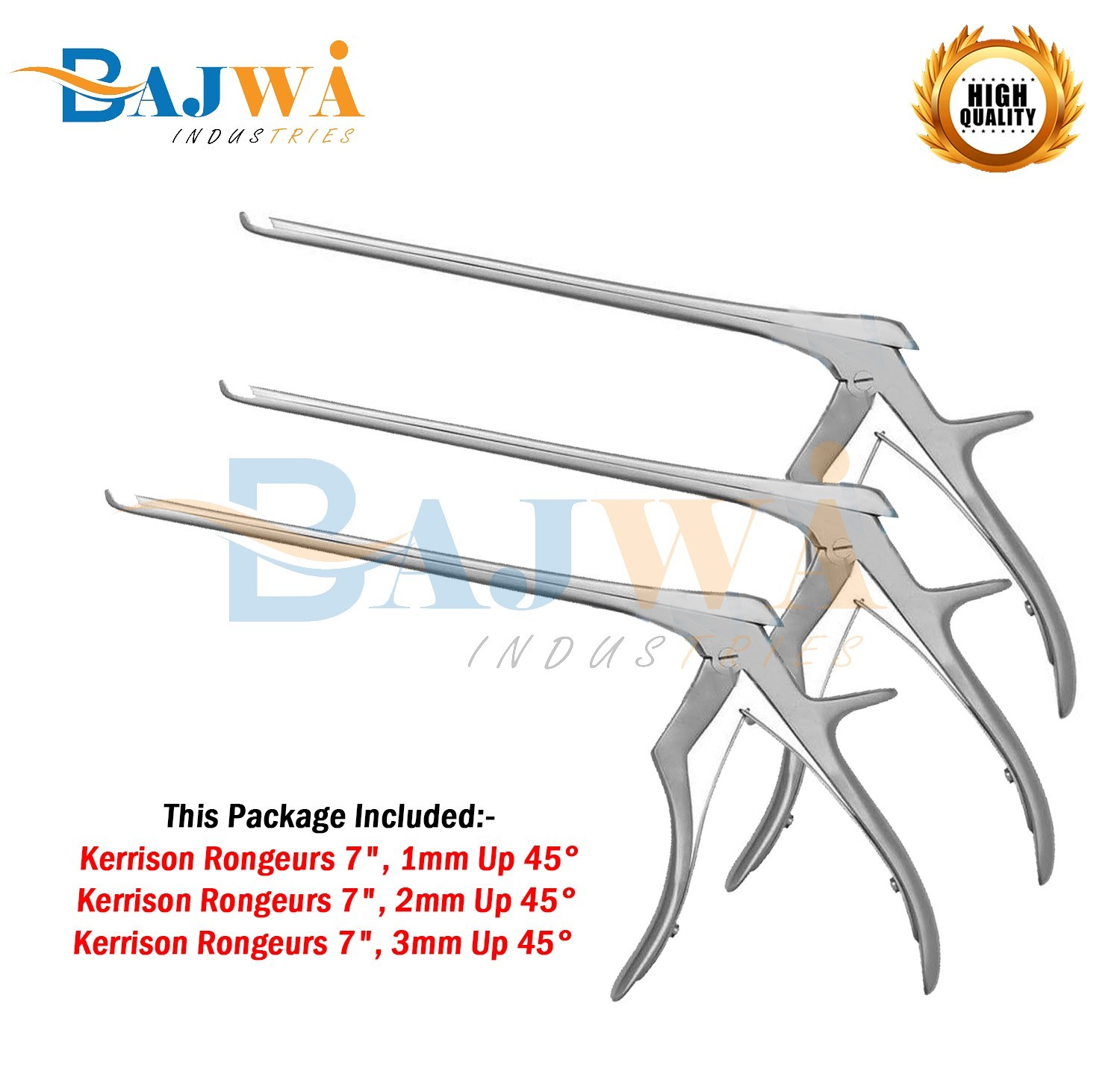 3 Pcs Set KERRISON Rongeurs 7,1mm, 2mm, 3mm up 45 Degree Orthopedics Instrument