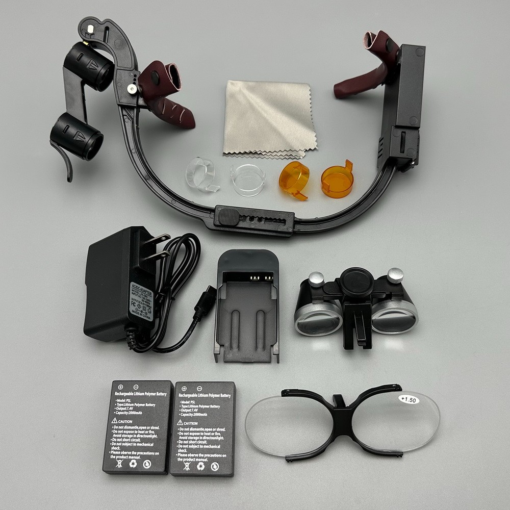 3.5X Dental Medical Binocular Loupes Headband Magnifier LED Head Light US Plug