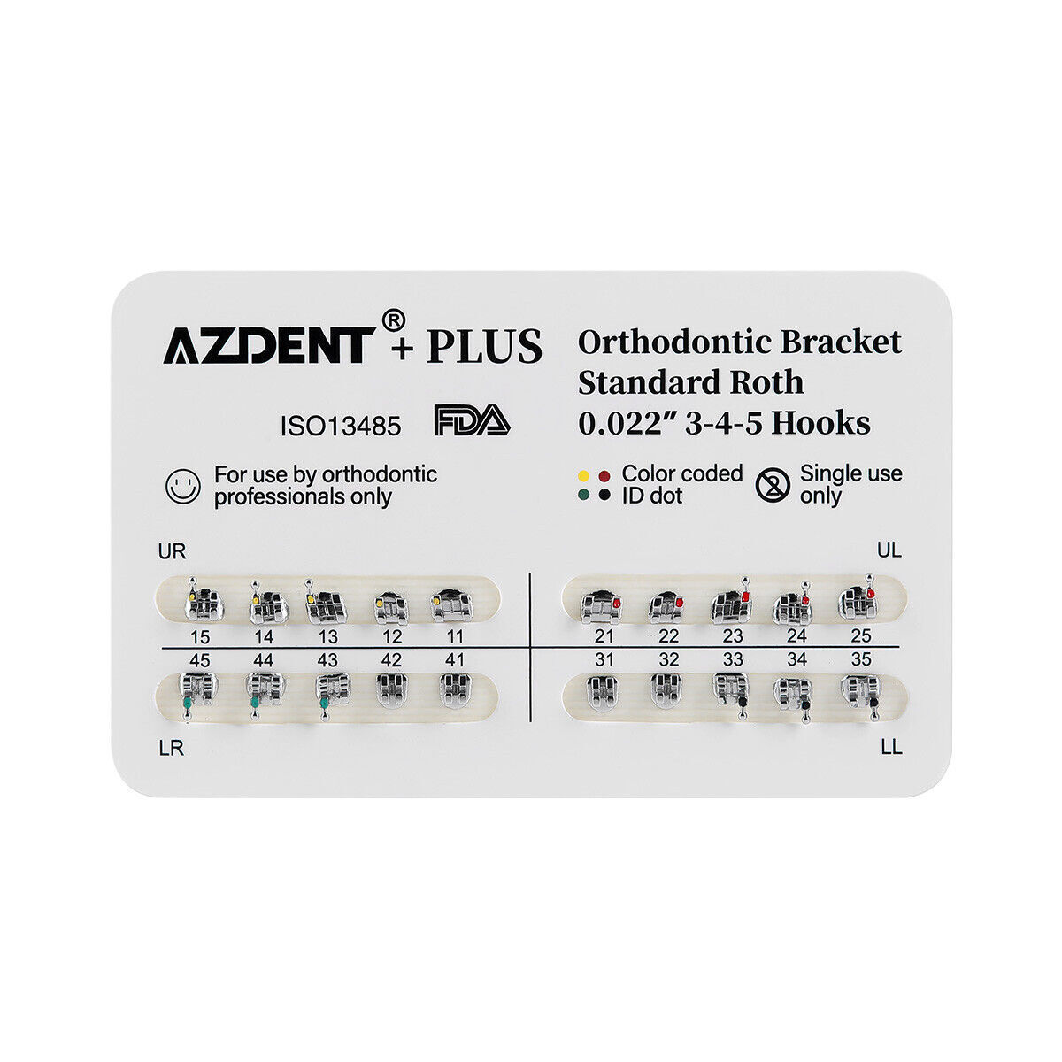 Dental Orthodontic Metal Brackets Braces Mini/Standard Roth/MBT .022 Hooks 345