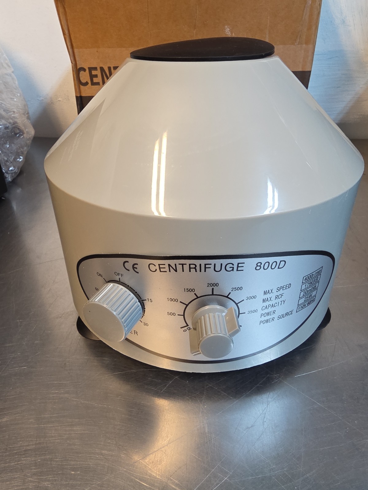 Portable Centrifuge Machine Desktop Lab Centrifuge 4000RPM w/Timer Speed Control