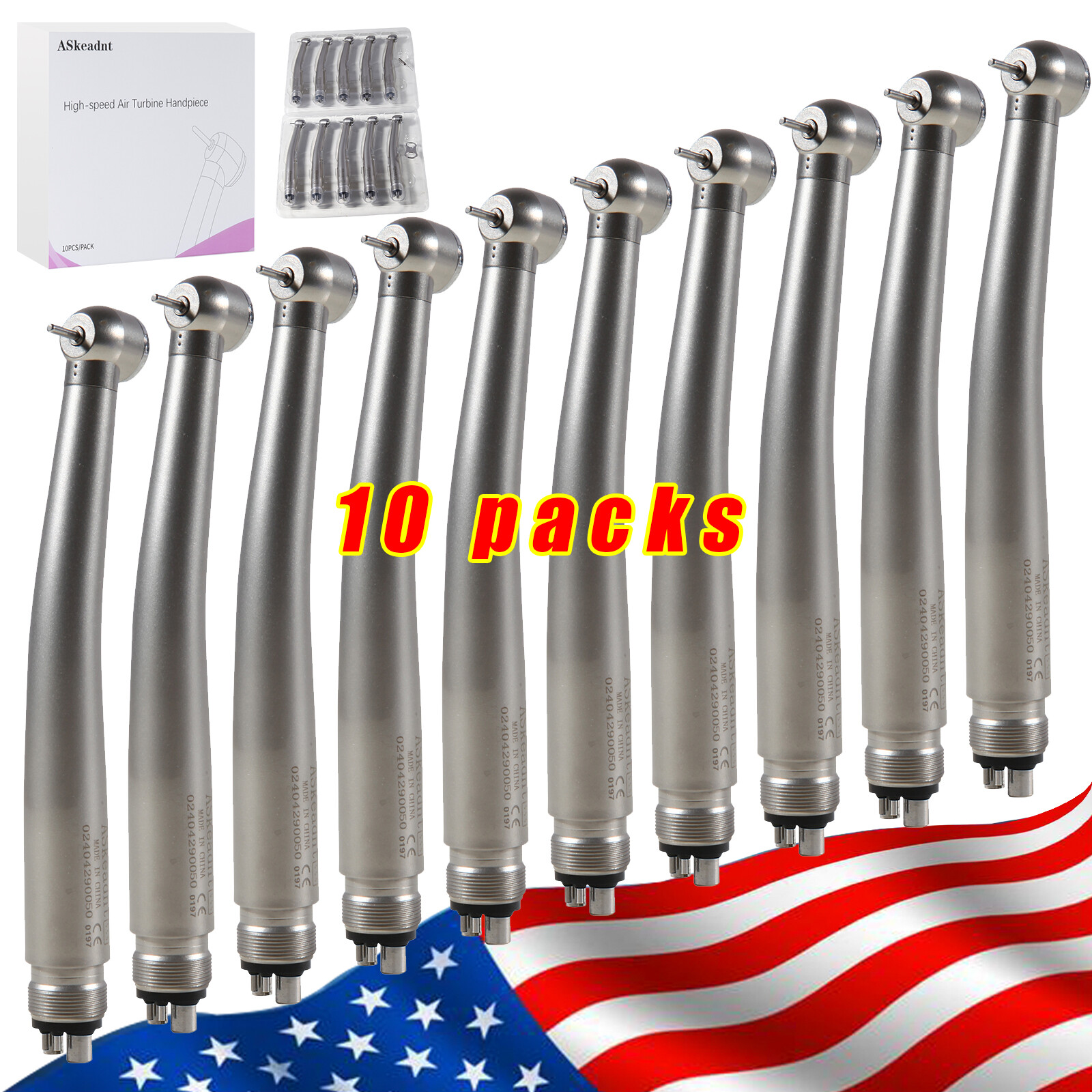 10 PACKS ASkeadnt Dental Turbine High Speed Handpiece
