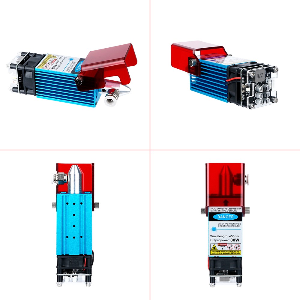 80W 24V Laser Head With Air Assist Blue Laser Module CNC Laser Cutting Machine