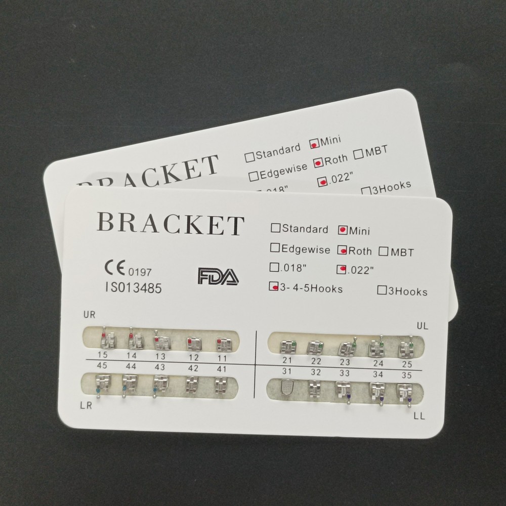 20Pcs/Kit Orthodontic Dental Metal Brackets MIM Braces Mini Roth 022 Hooks 345