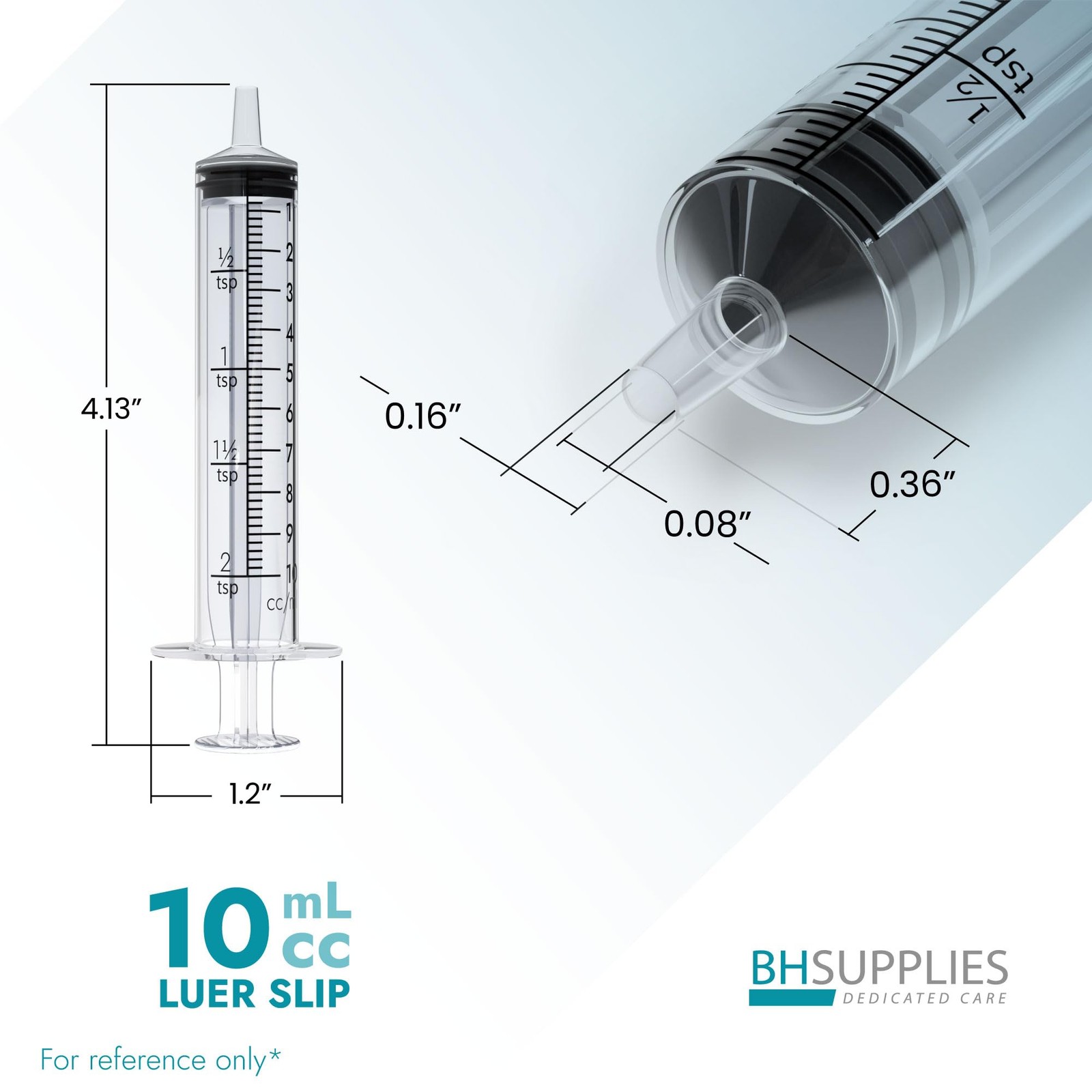 BH Supplies 10ml Luer Slip Tip Syringes No Needle – Sterile, Individually