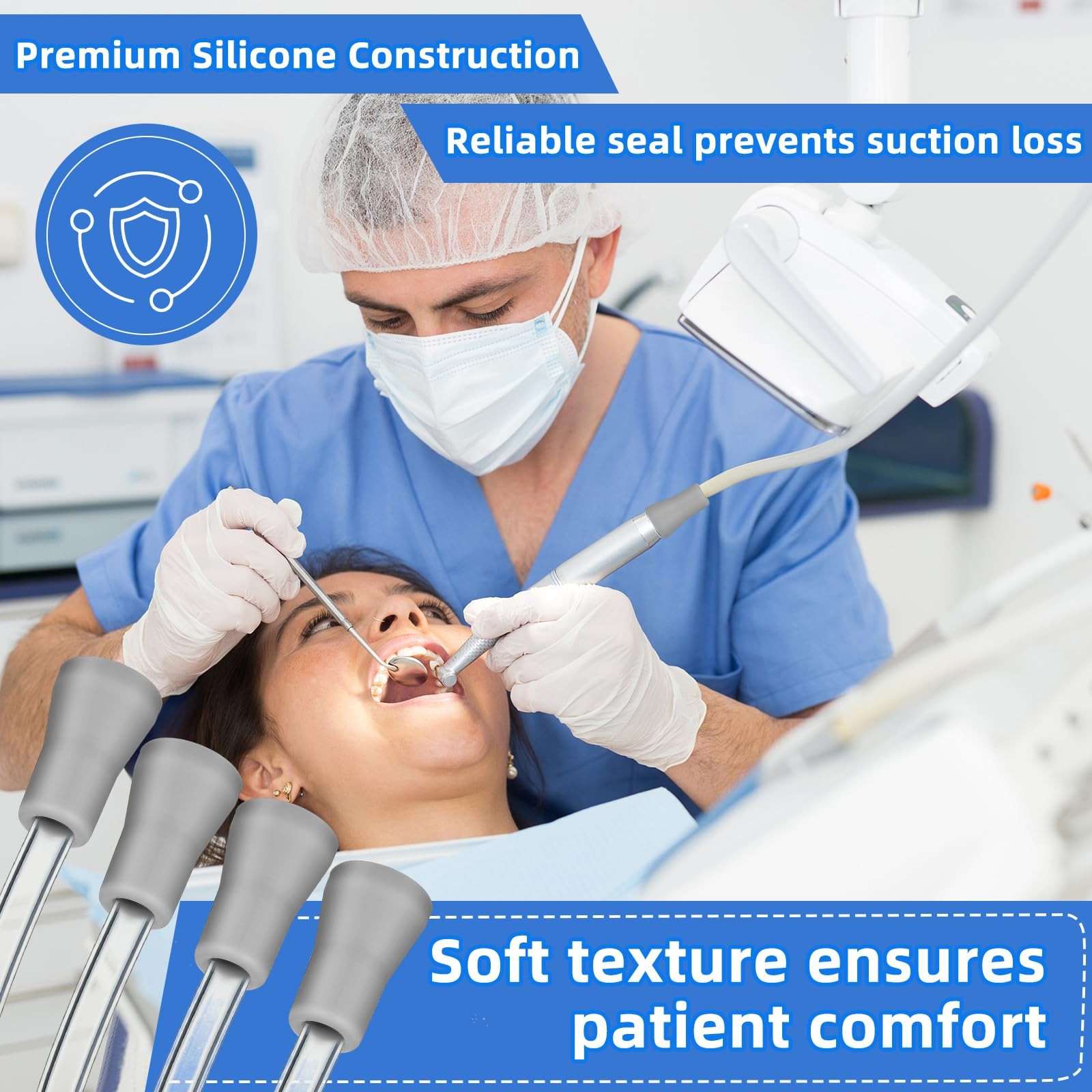 Healifty Dental Oral Saliva Ejector Replacement Rubber 10 Count (Pack of 1)