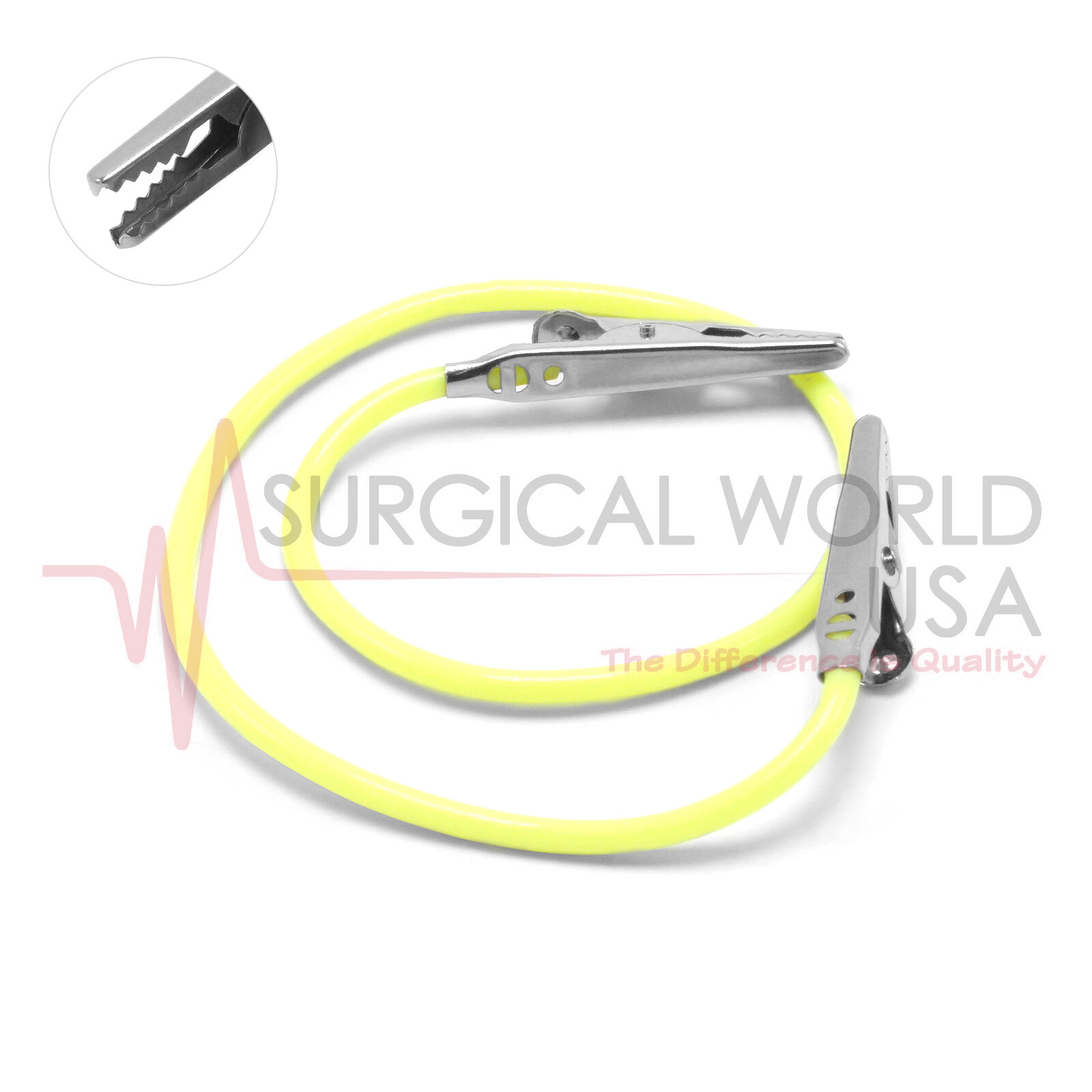 Dental Silicone Bib Napkin Holder Alligator Clips Neck Strap Lanyard Yellow