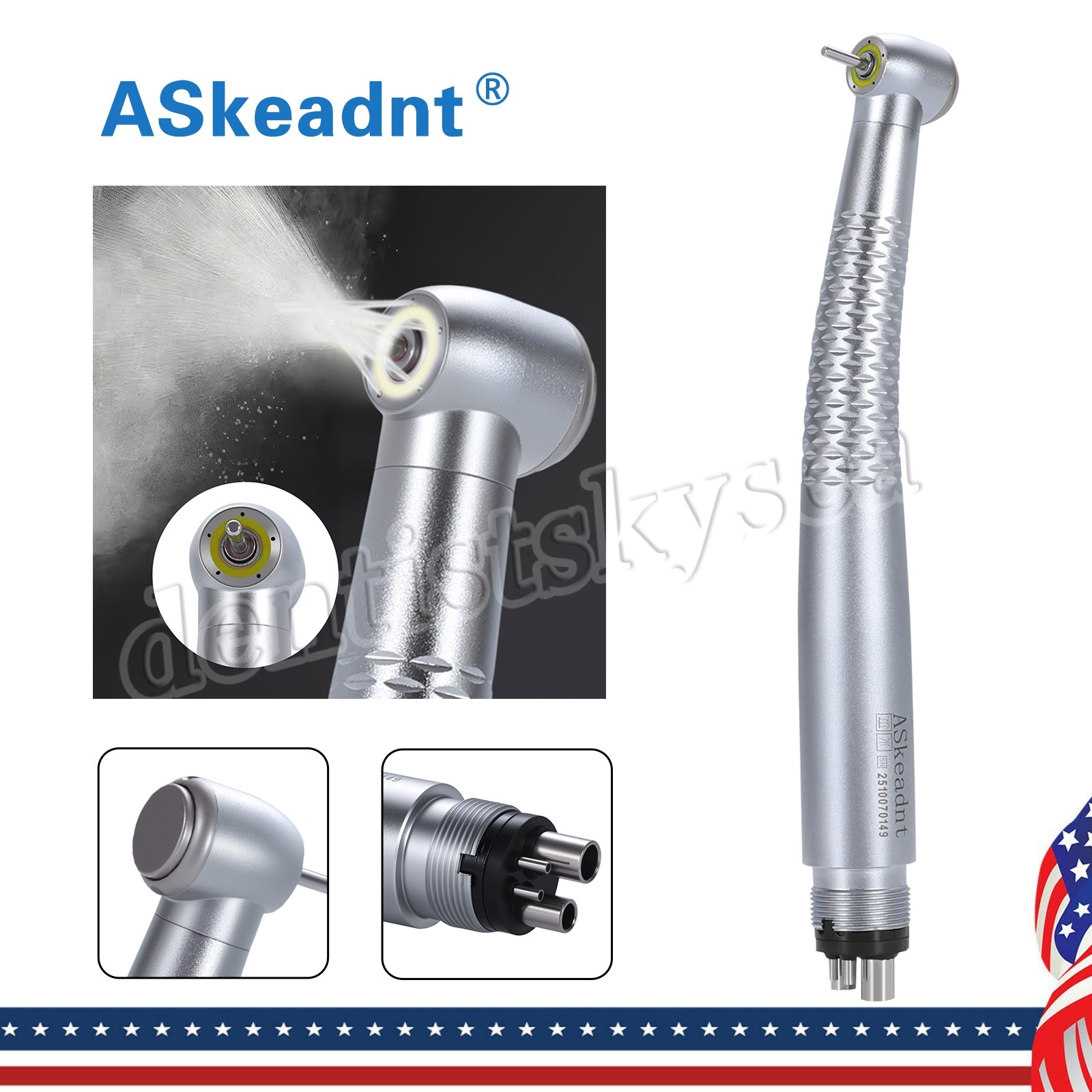 Dental LED High Speed Handpiece Shadowless E-Generator Turbine 4H