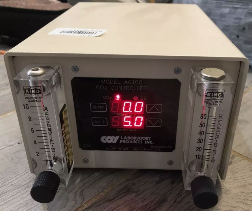 Coy AC100 CO2 Controller, Max Inlet Gas Pressure 15 psi/1atm.