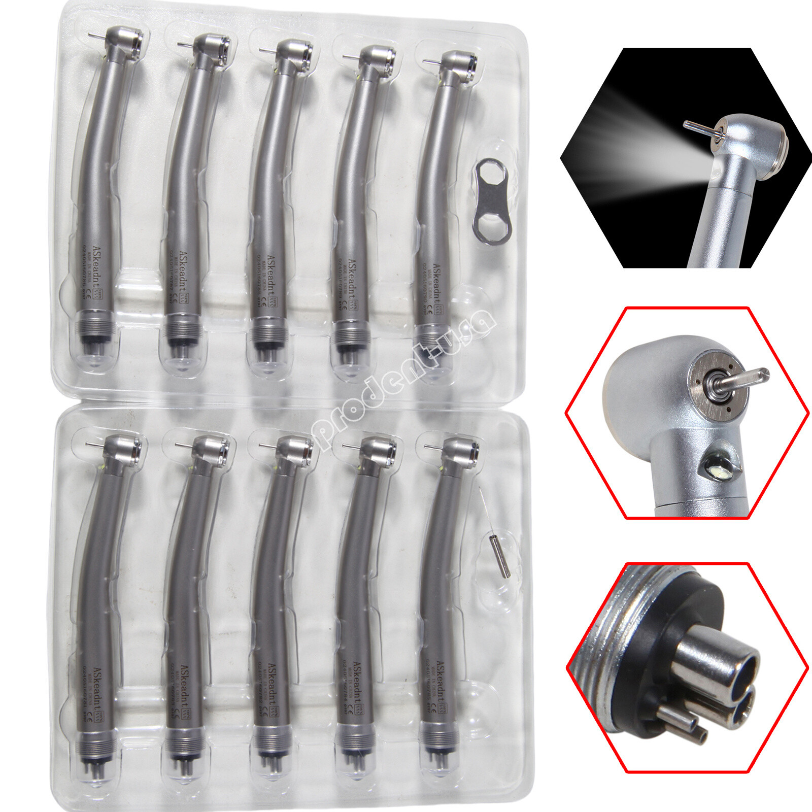 1/10 Pcs Dental Fiber Optic LED E-generator High Speed Handpiece 4 H For Kavo to