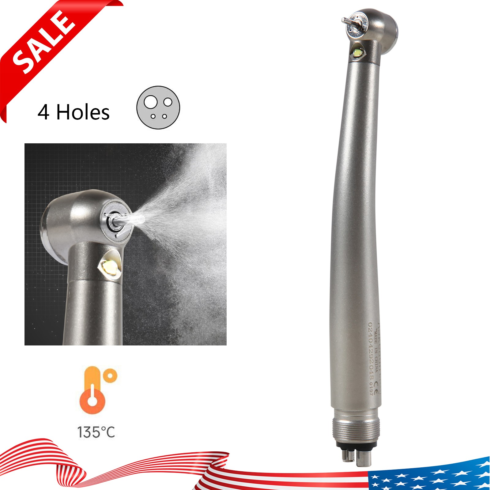1-10 USA Dental Fiber Optic High Speed Handpiece 2/4H LED E-generator