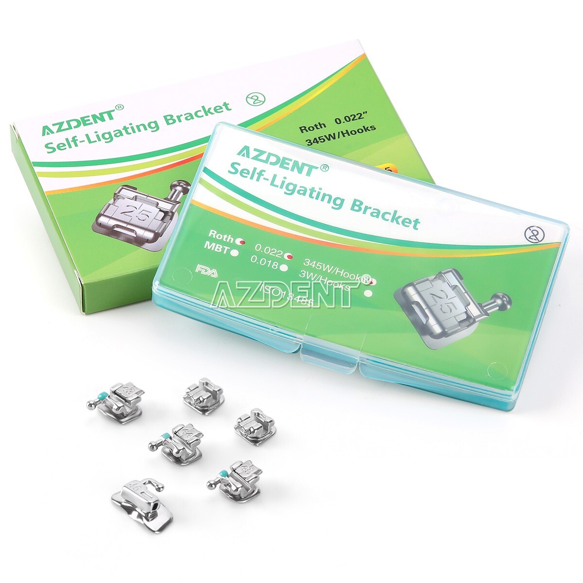 10X Dental Orthodontic Self-Ligating Brackets Braces Mini Roth.022 Hooks 345 USA