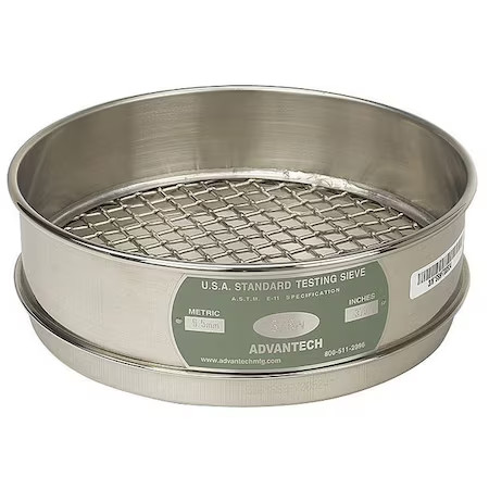 Advantech Manufacturing 6Ss8f Sieve, No 6, S/S, 8 In, Full Ht
