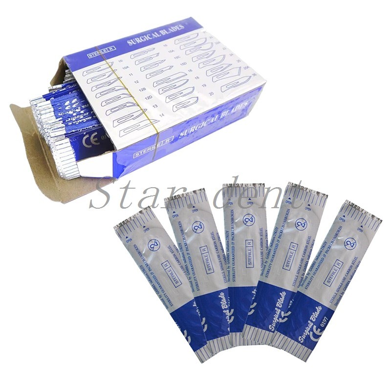 100pcs/box Dental Surgical Blade Sterile Carbon Steel Scalpel #10/11/15/22/24/60