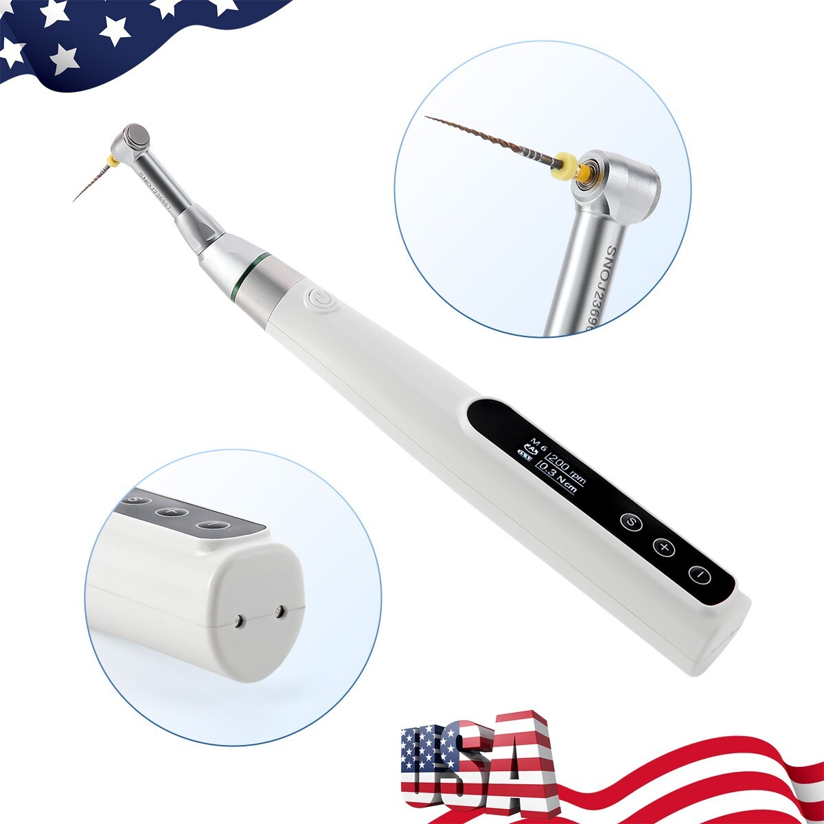 AZDENT Dental Endo Motor 16:1 Contra Angle Root Canal Treatment /10X Endo Files
