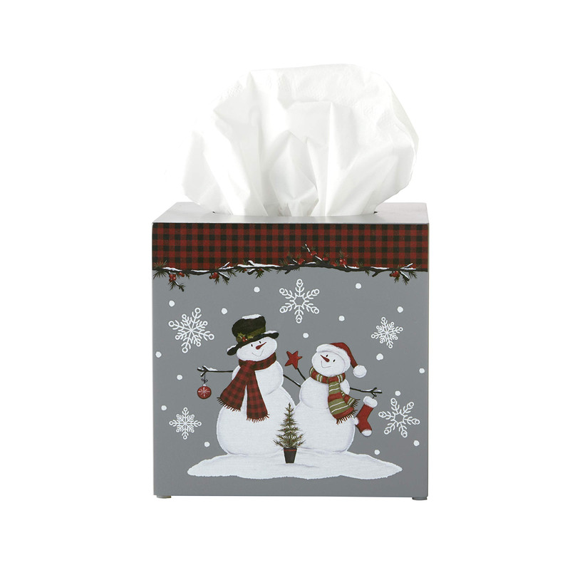 Skl Home Christmas Woodland Winter Snowman Tissue Cover For Bath Gift Gray