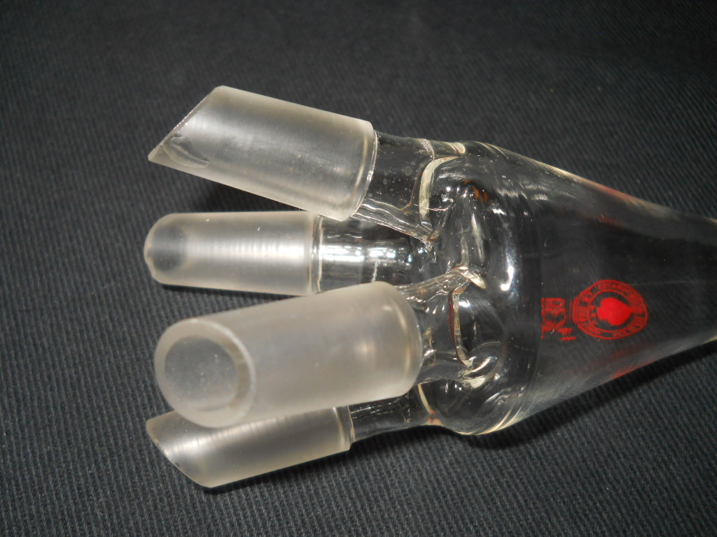 Ace Glass 14/20 Joint 4-Way Distillation Receiver Distribution Adapter, Chipped