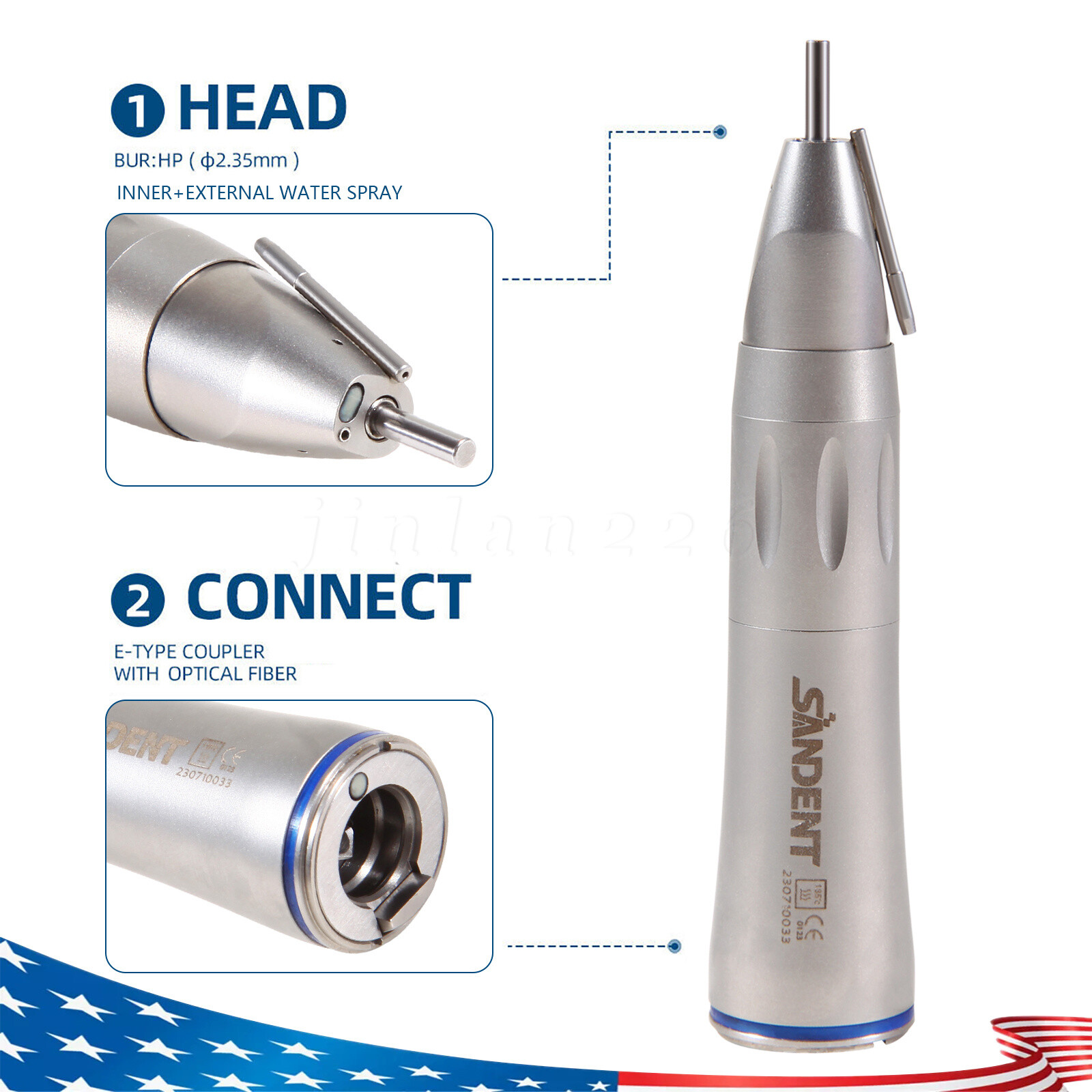 NSK Style Ti-Max X-SG65L Optic External Coolant Straight Handpiece Dental LED