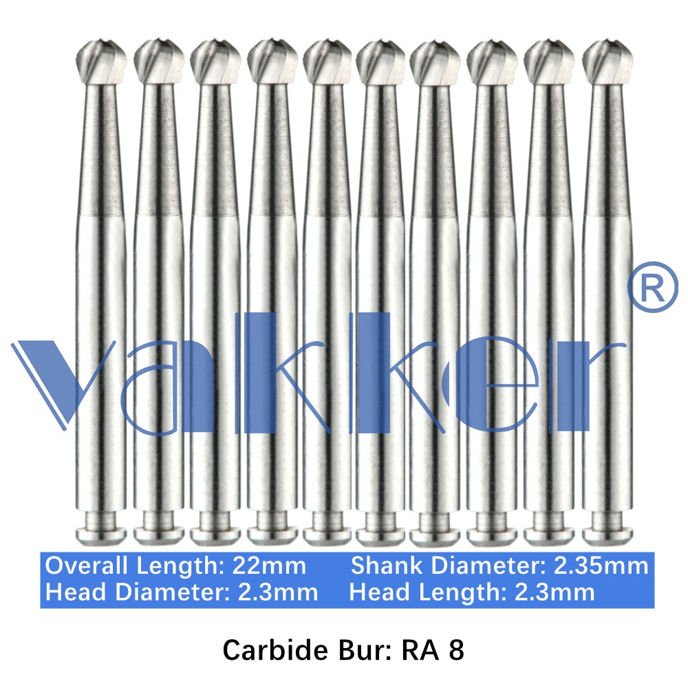 10-100pcs Dental Pointed Football RA Carbide Burs for Slow Speed Latch Type RA 8