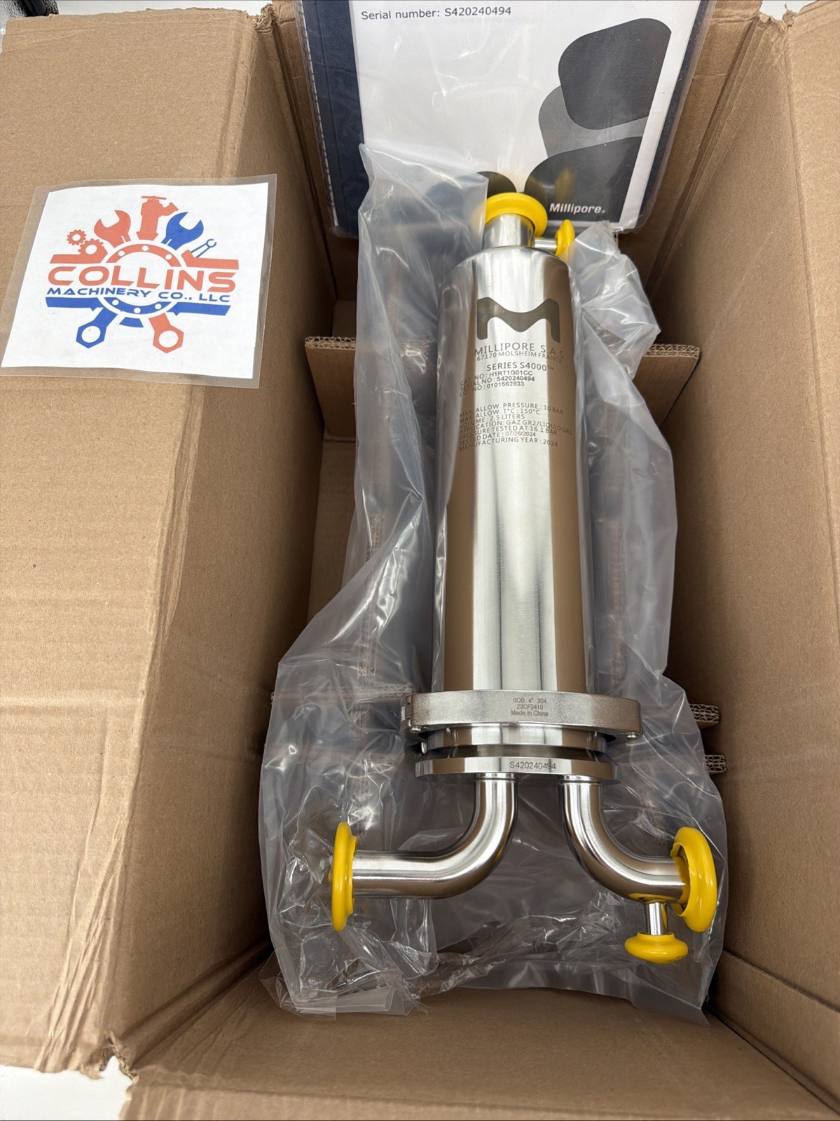 Millipore H1RT1G01CC Single-Round T-Line Sanitary Filter Housing, S4000, 10in