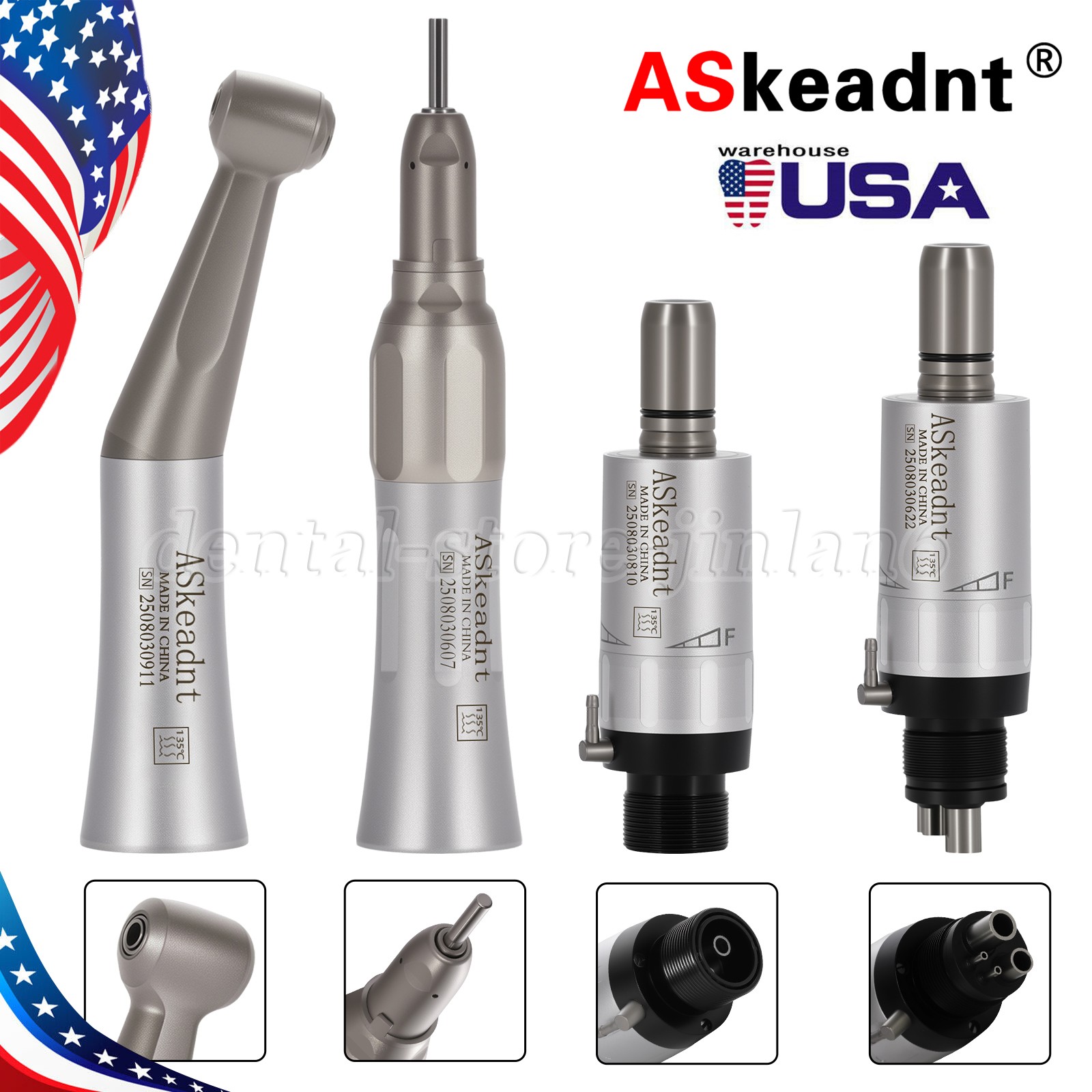 Dental E-generator LED High/Low Speed Handpiece Kit Straight 4Hole/2Hole