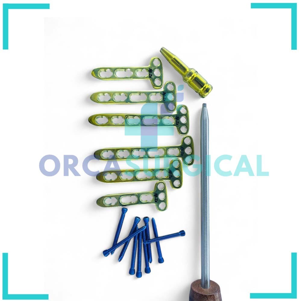 Dorsal Locking-Dist Radius Variable Angle T Plate 3 to 5 hole & Screw (56 Pc)
