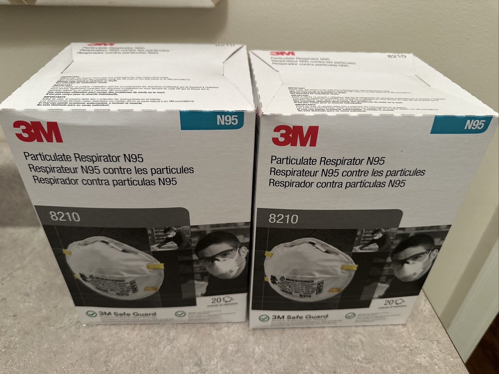 N95 3M 8210 Particulate Respirator, 2 Box Lot, Total of 40 Masks, EXP 08/2026