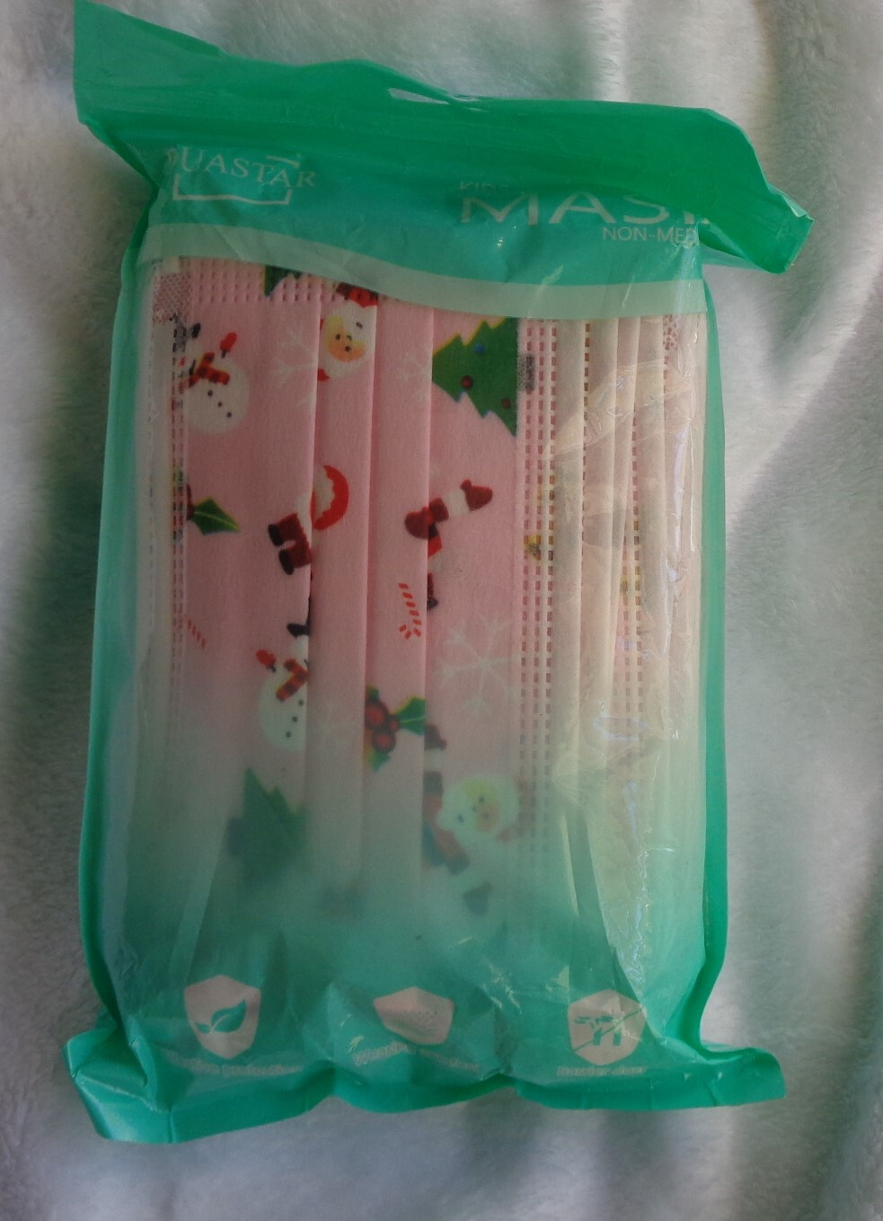 New Duastar Kids Disposable Protective Mask Non-Medical Pink Christmas Pattern