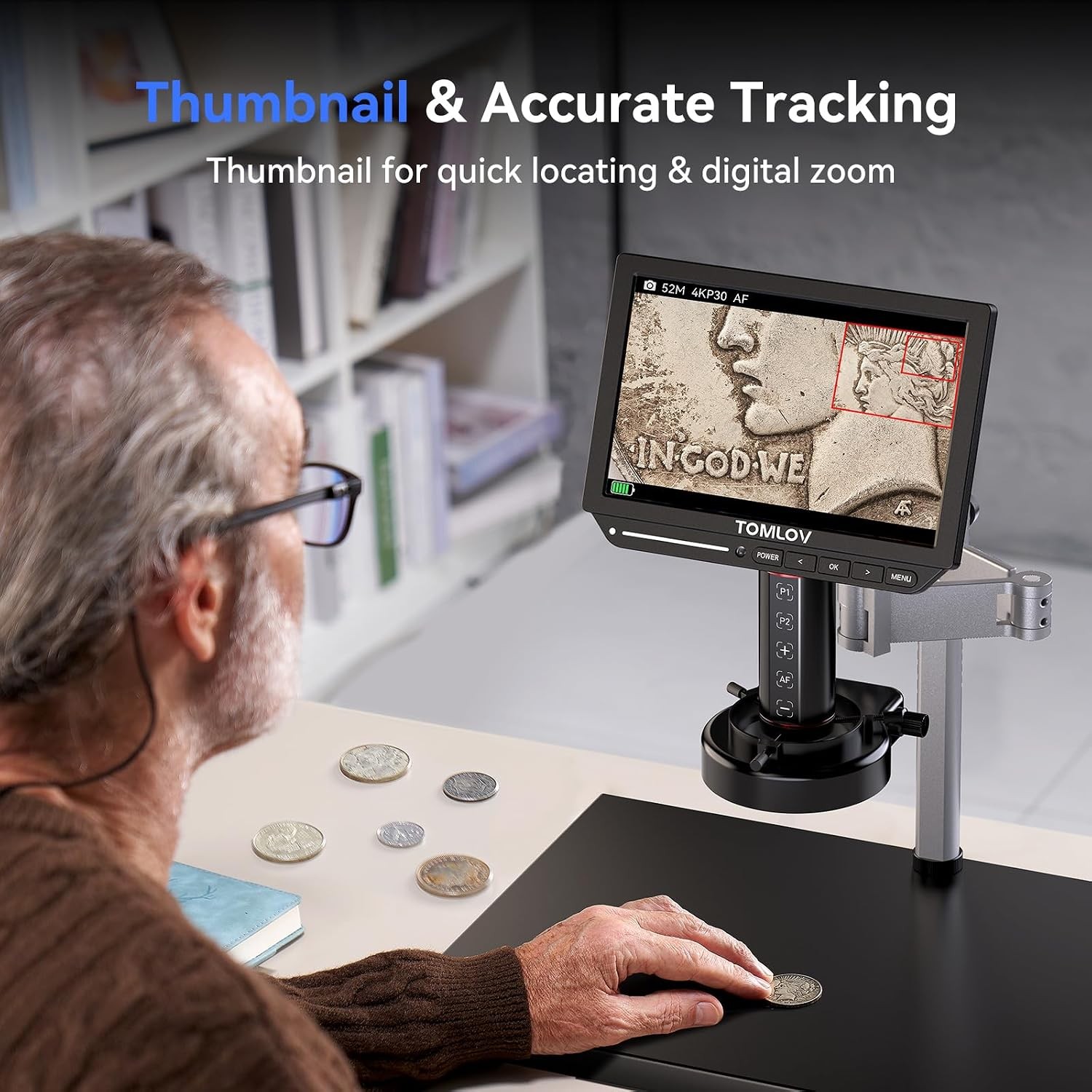 TOMLOV 4K Autofocus Digital Microscope 10.1″ Spin Flex Arm Soldering Microscope