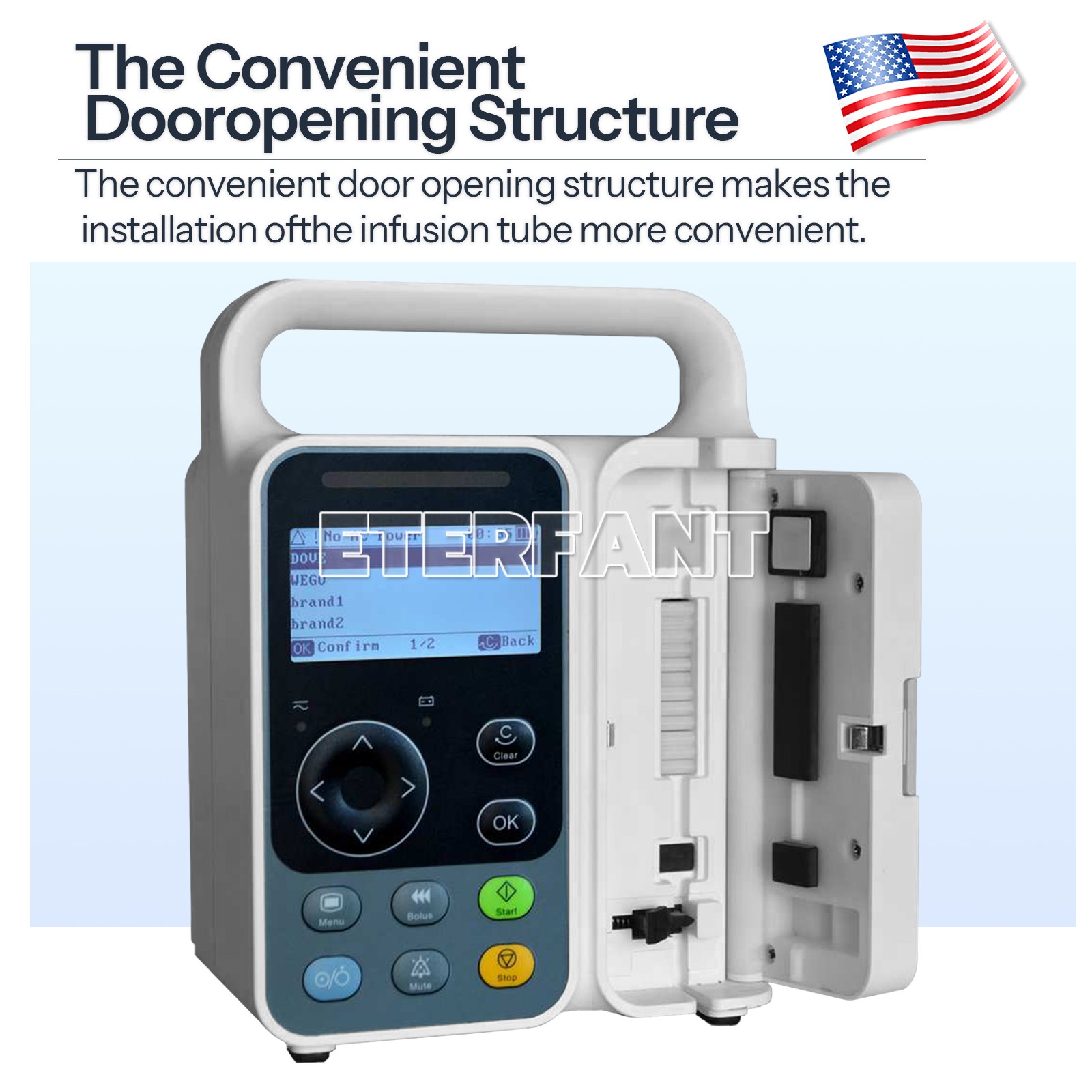 Portable Infusion Pump Alarm Professional LCD Display Built-in Battery KVO Mode