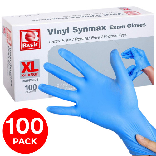 Synmax Disposable Examine Gloves Multipurpose Cleaning Powder Free Blue XL 100ct