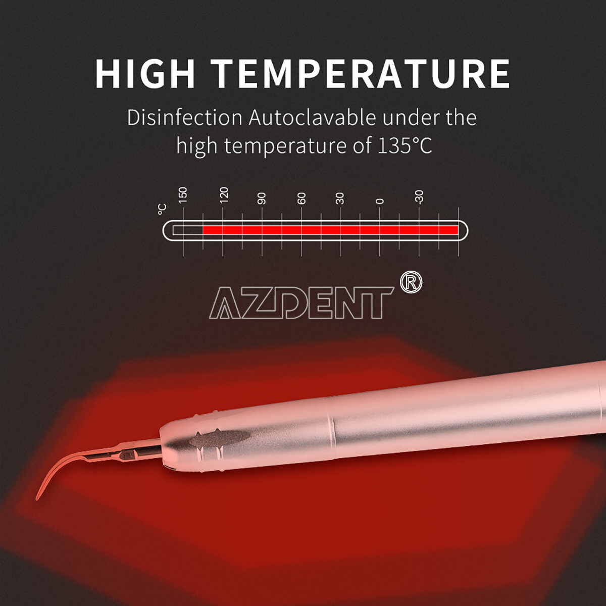AZDENT Dental Ultrasonic Air Scaler Handpiece 4 Holes + 3 Compatible Tips