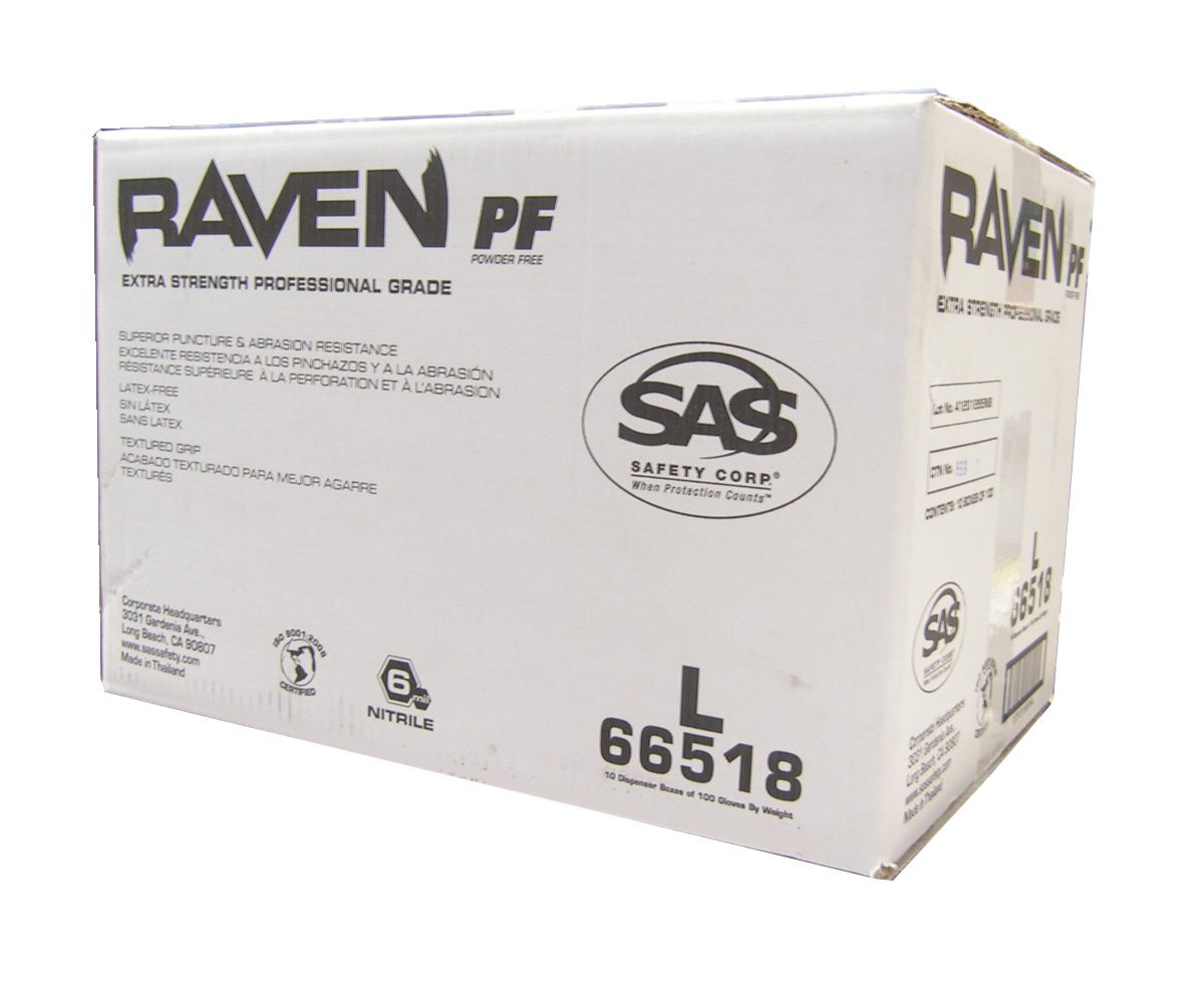 Raven Safety 66518 6 Mil Black Nitrile Disposable Gloves 7 Mil – Large – 10 Pac
